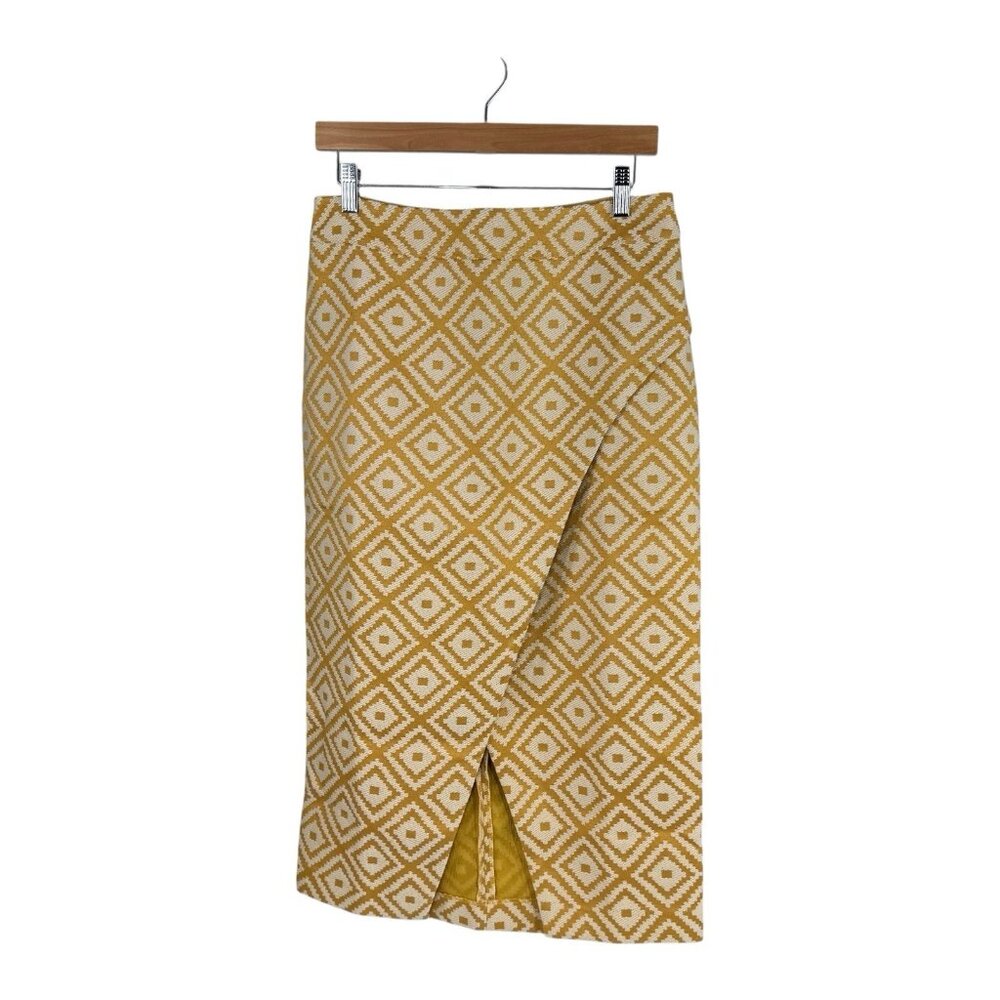 Tuckernuck NEW Marigold Tweed Margo Yellow Retro Diamond Midi Skirt Size M - Picture 4 of 12